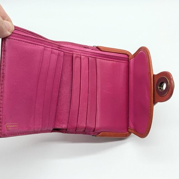 Vintage Coach Legacy Kiss-Lock Two-Tone Leather Wallet - Picture 7 of 12